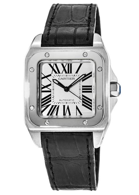 santos de cartier black leather strap|must de cartier watch strap.